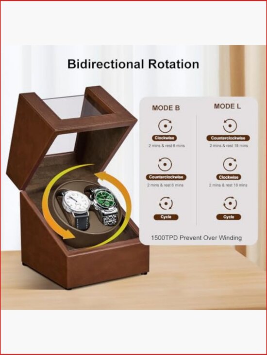 Dual Watch Winder Box Automatic Watch Winder with USB Type C Quiet Japanese main image 7